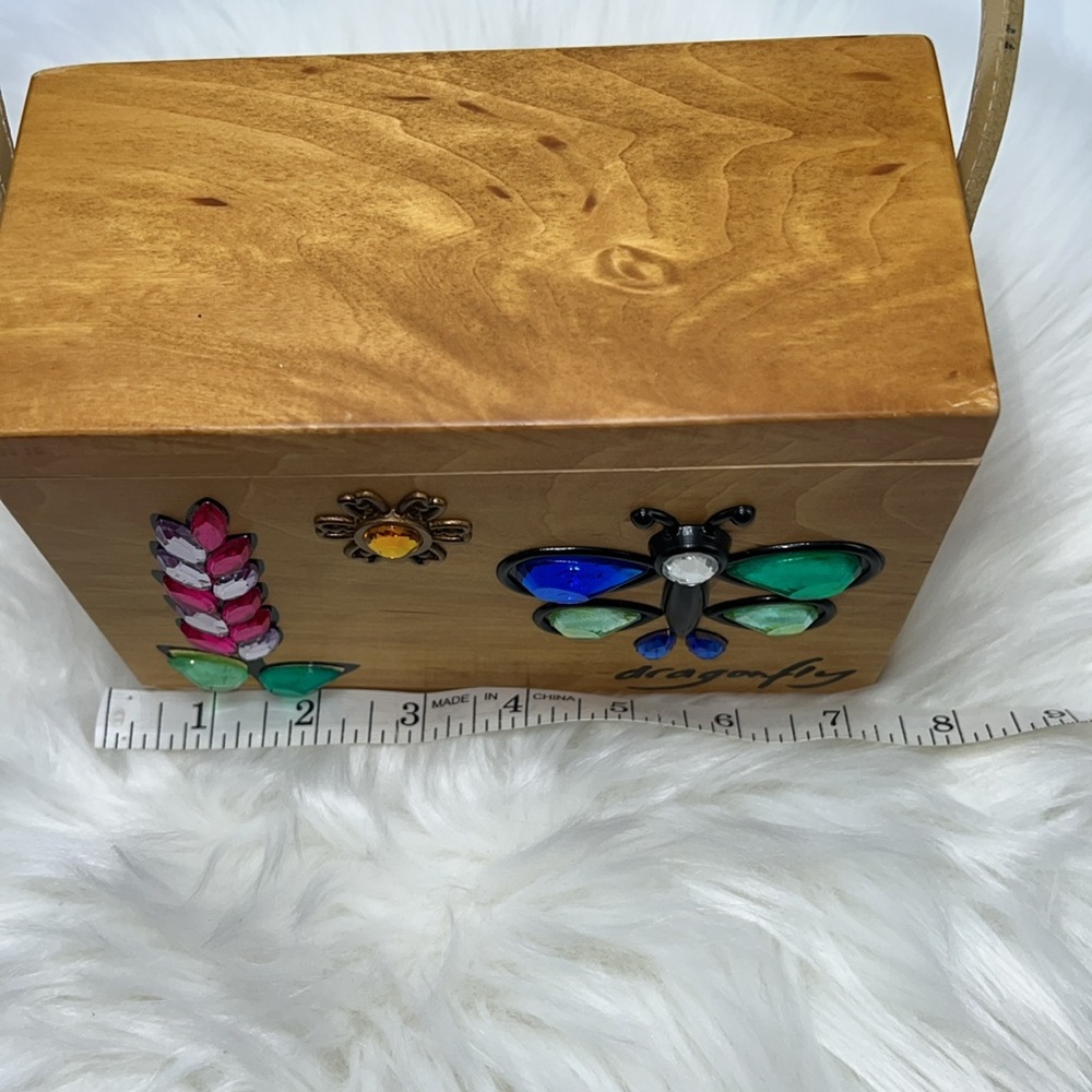 🦋NWT VINTAGE HANDMADE WOODEN PURSE BY DRAGONFLY - Picture 10 of 15